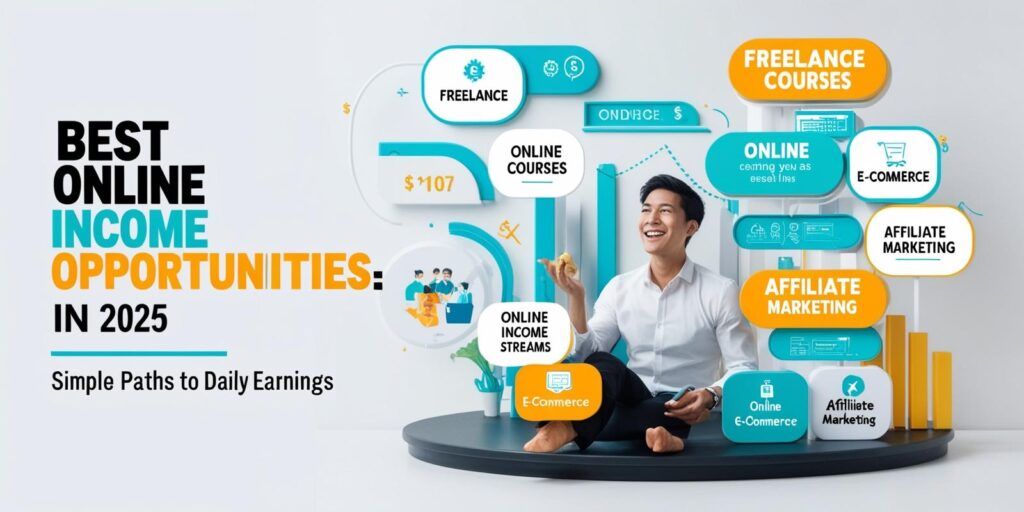 proffessional Photo of _ “ Best Online Income Opportunities in 2025_ Simple Paths to Daily Earnings_
